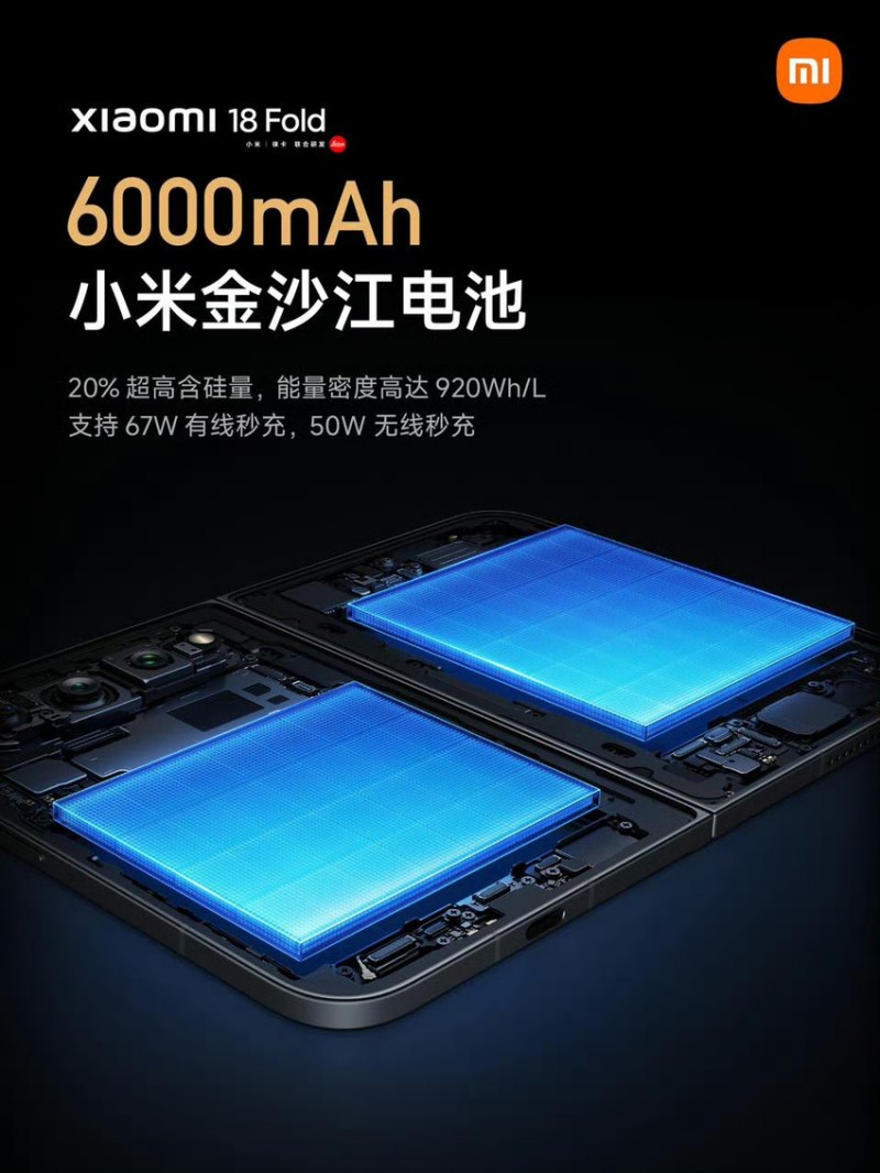 【球盟会】【小米18 Fold 续航组合公布:6000mAh+67W有线+50W无线】