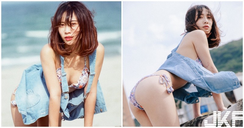 【球盟会】美尻外露！辣妹海邊解放「性感胴體」，極致「翹臀視角」超大膽！